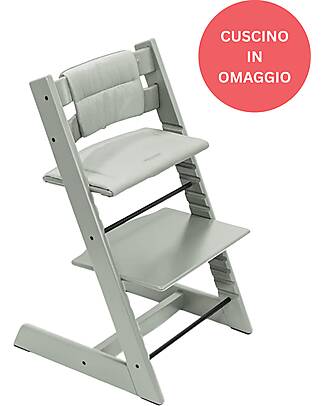 Stokke Sedia Evolutiva Tripp Trapp Glacier Green in Legno di Faggio + Cuscino Glacier Green Omaggio! Seggioloni Pappa
