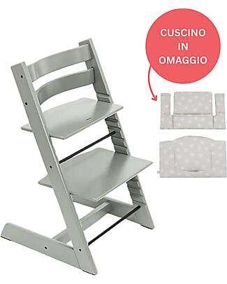 Stokke Sedia Evolutiva Tripp Trapp Glacier Green in Legno di Faggio + Cuscino Star Silver Omaggio! Seggioloni Pappa