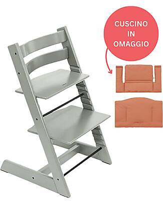 Stokke Sedia Evolutiva Tripp Trapp Glacier Green in Legno di Faggio + Cuscino Terracotta Omaggio! Seggioloni Pappa