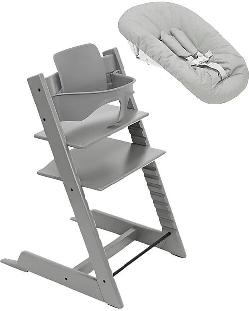 Stokke Sedia Evolutiva Tripp Trapp Grigio in Faggio + Baby Set + Newborn Set Seggioloni Pappa