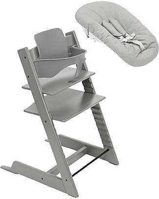 Stokke Sedia Evolutiva Tripp Trapp Grigio in Faggio + Baby Set + Newborn Set Seggioloni Pappa