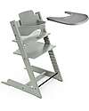 Stokke Sedia Evolutiva Tripp Trapp in Faggio + Baby Set Glacier Green + Vassoio Grigio - 6M+ Seggioloni Pappa