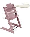 Stokke Sedia Evolutiva Tripp Trapp in Faggio + Baby Set Malva + Vassoio Vaniglia - 6M+ Seggioloni Pappa
