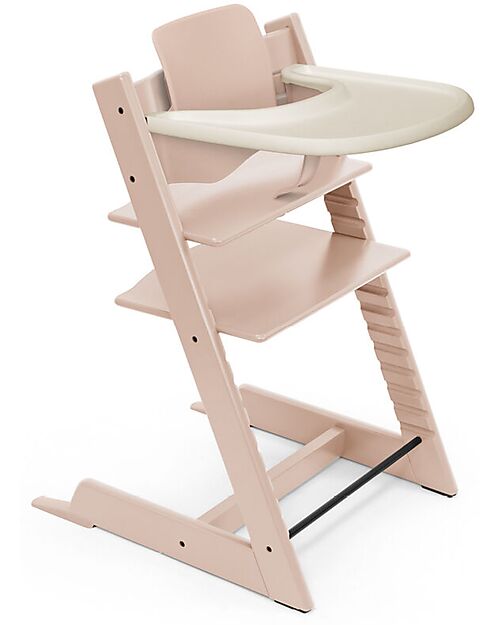 Stokke Sedia Evolutiva Tripp Trapp in Faggio + Baby Set Serene Pink + Vassoio Vaniglia - 6M+ Seggioloni Pappa