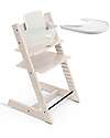 Stokke Sedia Evolutiva Tripp Trapp in Faggio + Baby Set + Vassoio Bianco Calce - 6M+ Seggioloni Pappa