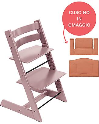 Stokke Sedia Evolutiva Tripp Trapp Malva in Legno di Faggio + Cuscino Terracotta Omaggio! Seggioloni Pappa