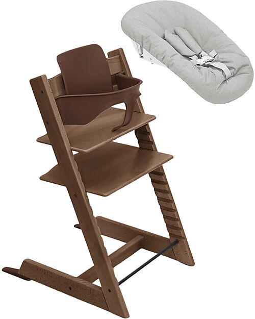Stokke Sedia Evolutiva Tripp Trapp Marrone in Faggio + Baby Set + Newborn Set Seggioloni Pappa