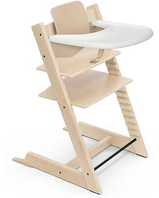 Stokke Sedia Evolutiva Tripp Trapp Naturale in Faggio + Baby Set + Vassoio Bianco - 6M+ Seggioloni Pappa