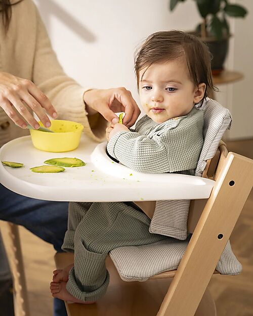 Stokke Sedia Evolutiva Tripp Trapp Naturale in Faggio + Baby Set + Vassoio Bianco - 6M+ Seggioloni Pappa