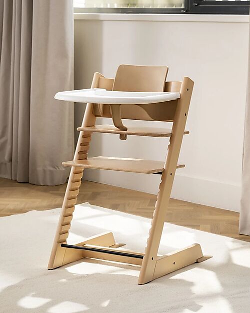 Stokke Sedia Evolutiva Tripp Trapp Naturale in Faggio + Baby Set + Vassoio Bianco - 6M+ Seggioloni Pappa