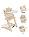 Stokke Sedia Evolutiva Tripp Trapp Naturale in Faggio + Baby Set + Vassoio Bianco - 6M+ Seggioloni Pappa