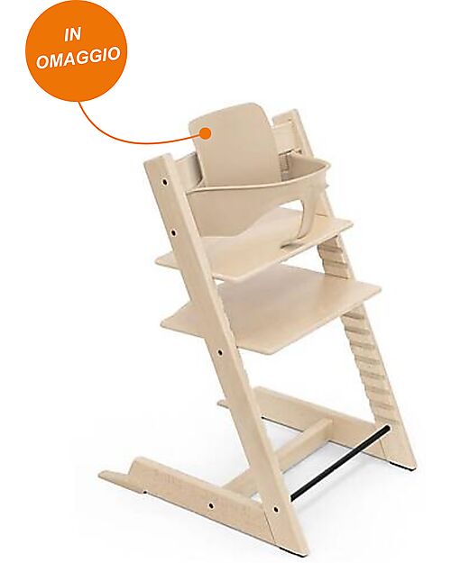 Stokke  Sedia Evolutiva Tripp Trapp - Naturale - Legno di Faggio - Baby Set in OMAGGIO! Seggioloni Pappa