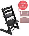 Stokke Sedia Evolutiva Tripp Trapp Nera in Legno di Faggio + Cuscino Mauve Omaggio! Seggioloni Pappa