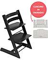 Stokke Sedia Evolutiva Tripp Trapp Nera in Legno di Faggio + Cuscino Star Silver  Omaggio! Seggioloni Pappa