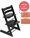 Stokke Sedia Evolutiva Tripp Trapp Nera in Legno di Faggio + Cuscino Terracotta Omaggio! Seggioloni Pappa