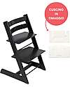 Stokke Sedia Evolutiva Tripp Trapp Nera in Legno di Faggio + Cuscino Wheat Cream Omaggio! Seggioloni Pappa