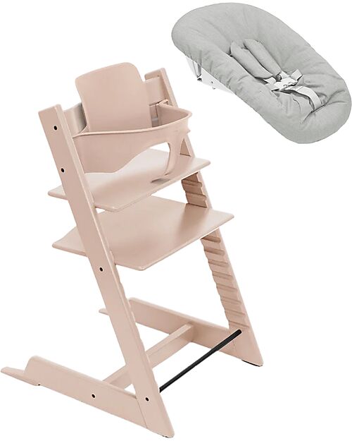 Stokke Sedia Evolutiva Tripp Trapp Rosa in Faggio + Baby Set + Newborn Set Seggioloni Pappa