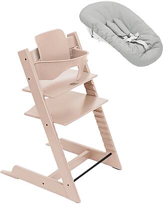 Stokke Sedia Evolutiva Tripp Trapp Rosa in Faggio + Baby Set + Newborn Set Seggioloni Pappa