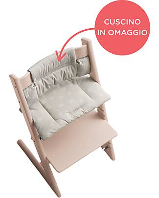 Stokke Sedia Evolutiva Tripp Trapp Serene Pink in Legno di Faggio + Cuscino Star Silver Omaggio! Seggioloni Pappa
