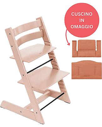 Stokke Sedia Evolutiva Tripp Trapp Serene Pink in Legno di Faggio + Cuscino Terracotta Omaggio! Seggioloni Pappa