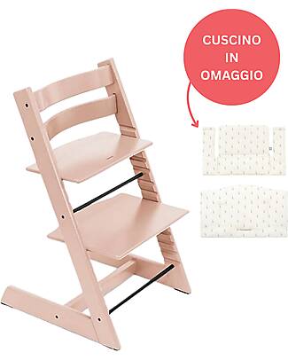 Stokke Sedia Evolutiva Tripp Trapp Serene Pink in Legno di Faggio + Cuscino Wheat Cream Omaggio! Seggioloni Pappa