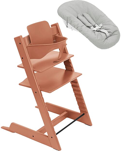 Stokke Sedia Evolutiva Tripp Trapp Terracotta in Faggio + Baby Set + Newborn Set Seggioloni Pappa