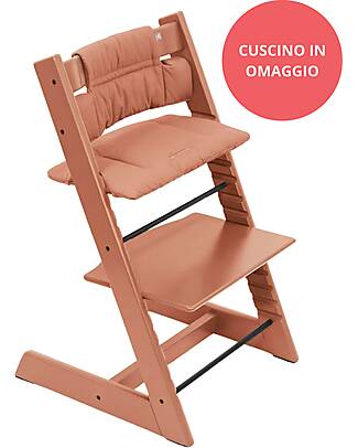 Stokke Sedia Evolutiva Tripp Trapp Terracotta in Legno di Faggio + Cuscino Terracotta Omaggio! Seggioloni Pappa
