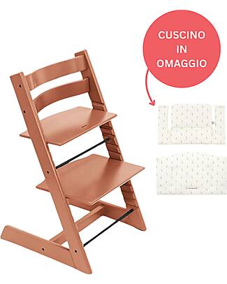 Stokke Sedia Evolutiva Tripp Trapp Terracotta in Legno di Faggio + Cuscino Wheat Cream Omaggio! Seggioloni Pappa