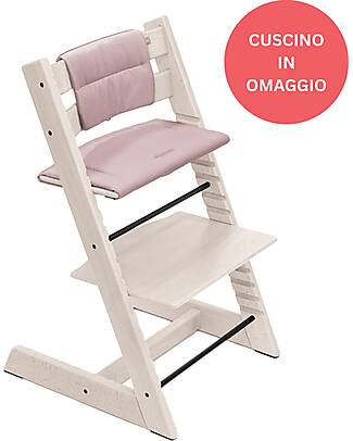 Stokke Sedia Evolutiva Tripp Trapp Vaniglia in Legno di Faggio + Cuscino Mauve Omaggio! Seggioloni Pappa