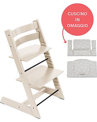 Stokke Sedia Evolutiva Tripp Trapp Vaniglia in Legno di Faggio + Cuscino Star Silver Omaggio! Seggioloni Pappa