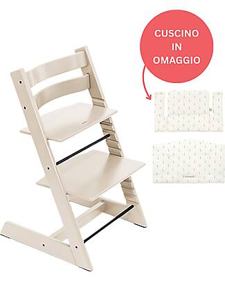 Stokke Sedia Evolutiva Tripp Trapp Vaniglia in Legno di Faggio + Cuscino White Wheat Omaggio! Seggioloni Pappa