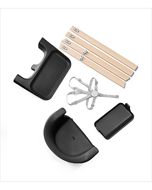 Stokke Seggiolone Clikk - Black Natural - da 6 Mesi a 3 Anni - Legno Massiccio Seggioloni Pappa