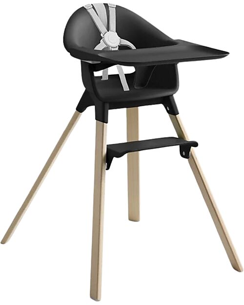 Stokke Seggiolone Clikk - Black Natural - da 6 Mesi a 3 Anni - Legno Massiccio Seggioloni Pappa
