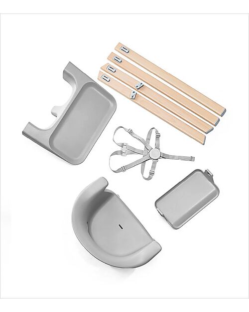 Stokke Seggiolone Clikk - Cloud Grey - da 6 Mesi a 3 Anni - Legno Massiccio Seggioloni Pappa