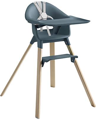 Stokke Seggiolone Clikk - Fjord Blue - da 6 Mesi a 3 Anni - Legno Massiccio Seggioloni Pappa