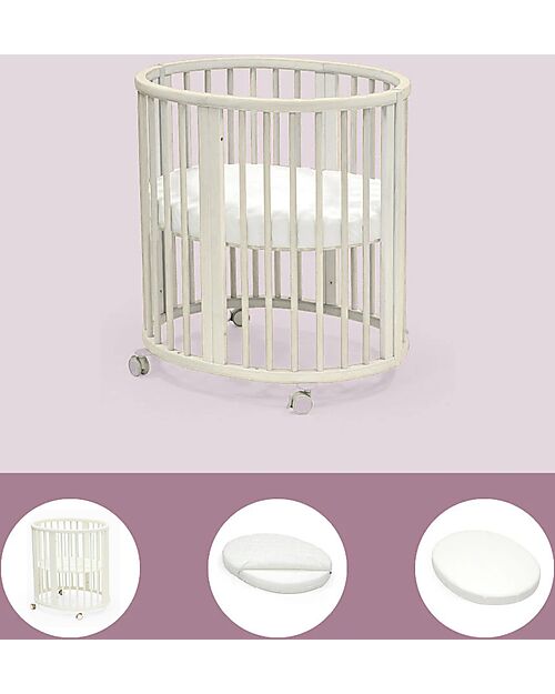 Stokke Set Completo Culla Sleepi Mini Bianca + Materassino + Lenzuolo Bianco Culle e Ceste