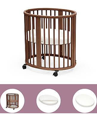 Stokke Set Completo Culla Sleepi Mini Marrone + Materassino + Lenzuolo Bianco Culle e Ceste