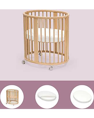 Stokke Set Completo Culla Sleepi Mini Natural + Materassino + Lenzuolo Bianco Culle e Ceste