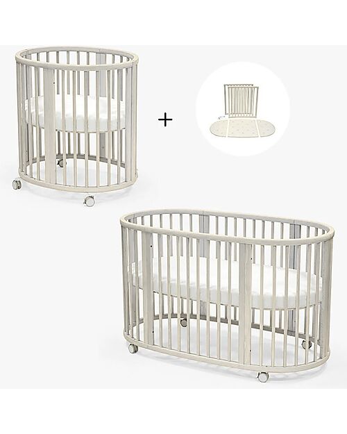Stokke Set Lettino Sleepi Mini Bianco con Estensione fino a 5 Anni - Include Materassi e Lenzuoli Culle e Ceste