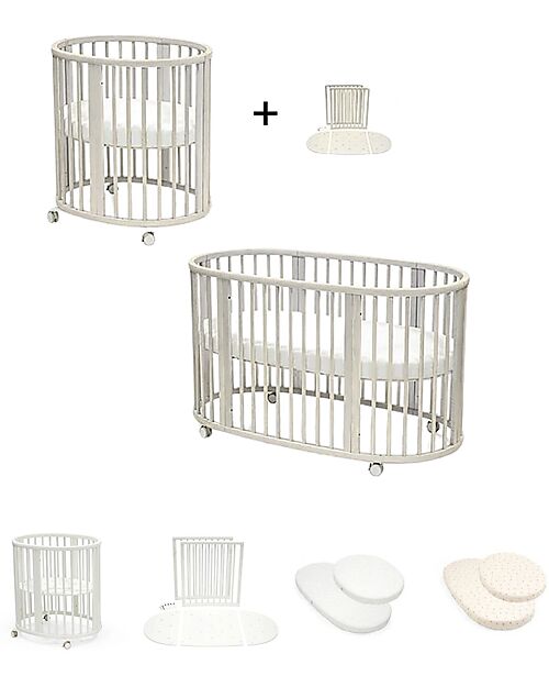 Stokke Set Lettino Sleepi Mini Bianco con Estensione fino a 5 Anni - Include Materassi e Lenzuoli Culle e Ceste