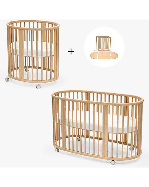 Stokke Set Lettino Sleepi Mini Natural con Estensione fino a 5 Anni - Include Materassi e Lenzuoli Culle e Ceste