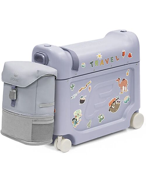 Stokke Set Viaggio JetKids Valigia Cavalcabile + Zaino Espandibile - Artic Blue Borse da Viaggio