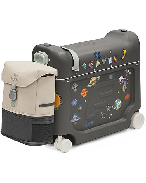 Stokke Set Viaggio JetKids Valigia Cavalcabile + Zaino Espandibile - Midnight Grey Borse da Viaggio