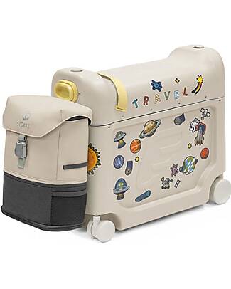 Stokke Set Viaggio JetKids Valigia Cavalcabile + Zaino Espandibile - Moonglow White Borse da Viaggio