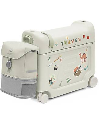 Stokke Set Viaggio JetKids Valigia Cavalcabile + Zaino Espandibile - Moonglow White Borse da Viaggio