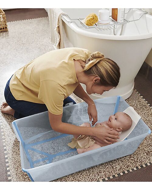Stokke Vaschetta da Bagno Flexi Bath XL - con Supporto per Neonati - Ocean Blue Vaschette e Accessori