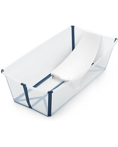 Stokke Vaschetta da Bagno Flexi Bath XL - con Supporto per Neonati - Trasparent Blue Vaschette e Accessori