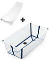 Stokke Vaschetta da Bagno Flexi Bath XL - con Supporto per Neonati - Trasparent Blue Vaschette e Accessori