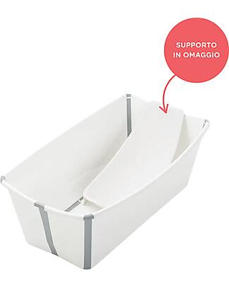 Stokke Vaschetta Pieghevole Flexi Bath con Supporto in Omaggio - Bianco - per Neonati e Bambini Vaschette e Accessori