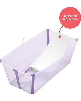 Stokke Vaschetta Pieghevole Flexi Bath con Supporto in Omaggio - Lavanda - per Neonati e Bambini Vaschette e Accessori